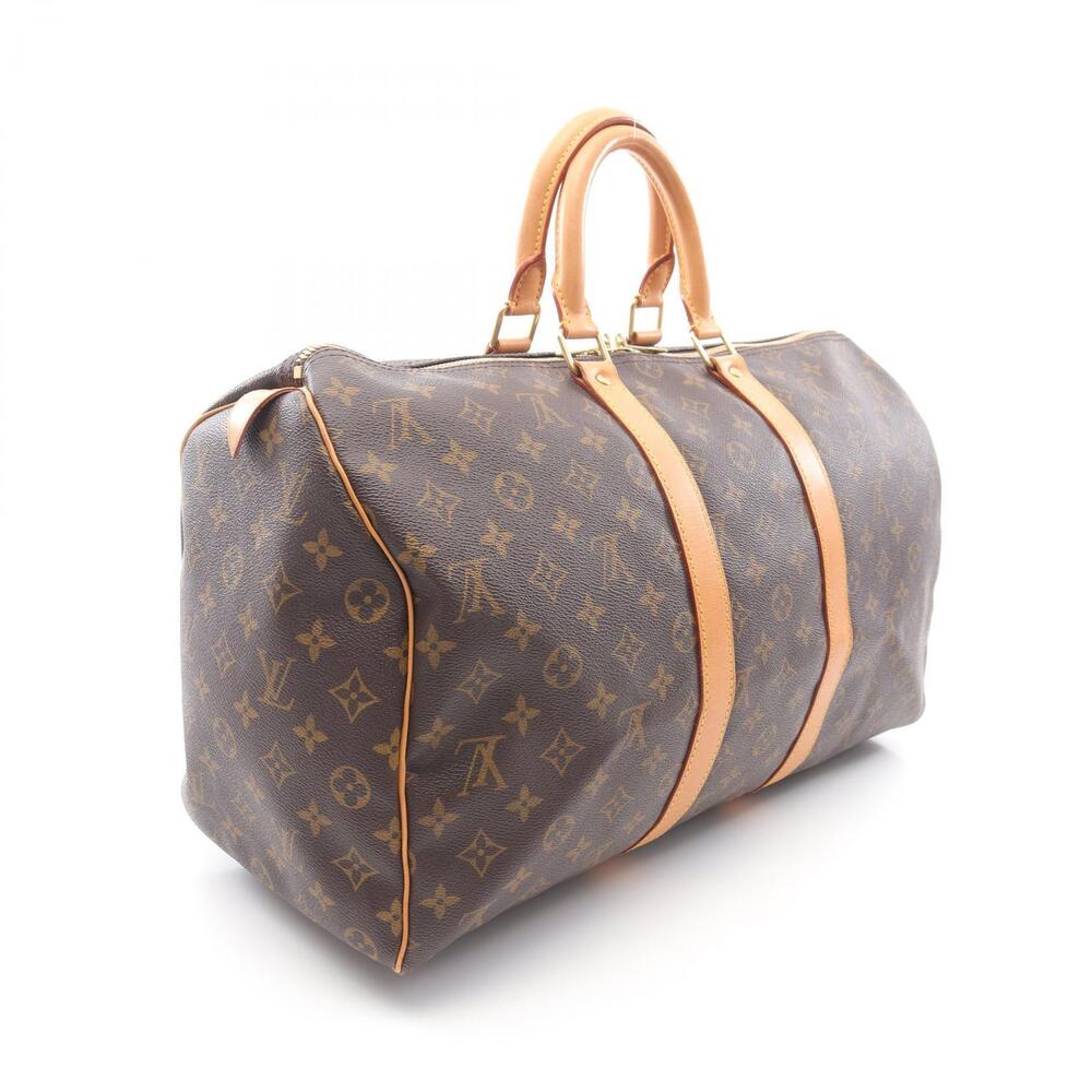 Louis Vuitton Canvas Brown Bag Leather Keepall Monogram Boston - Picture 2 of 9
